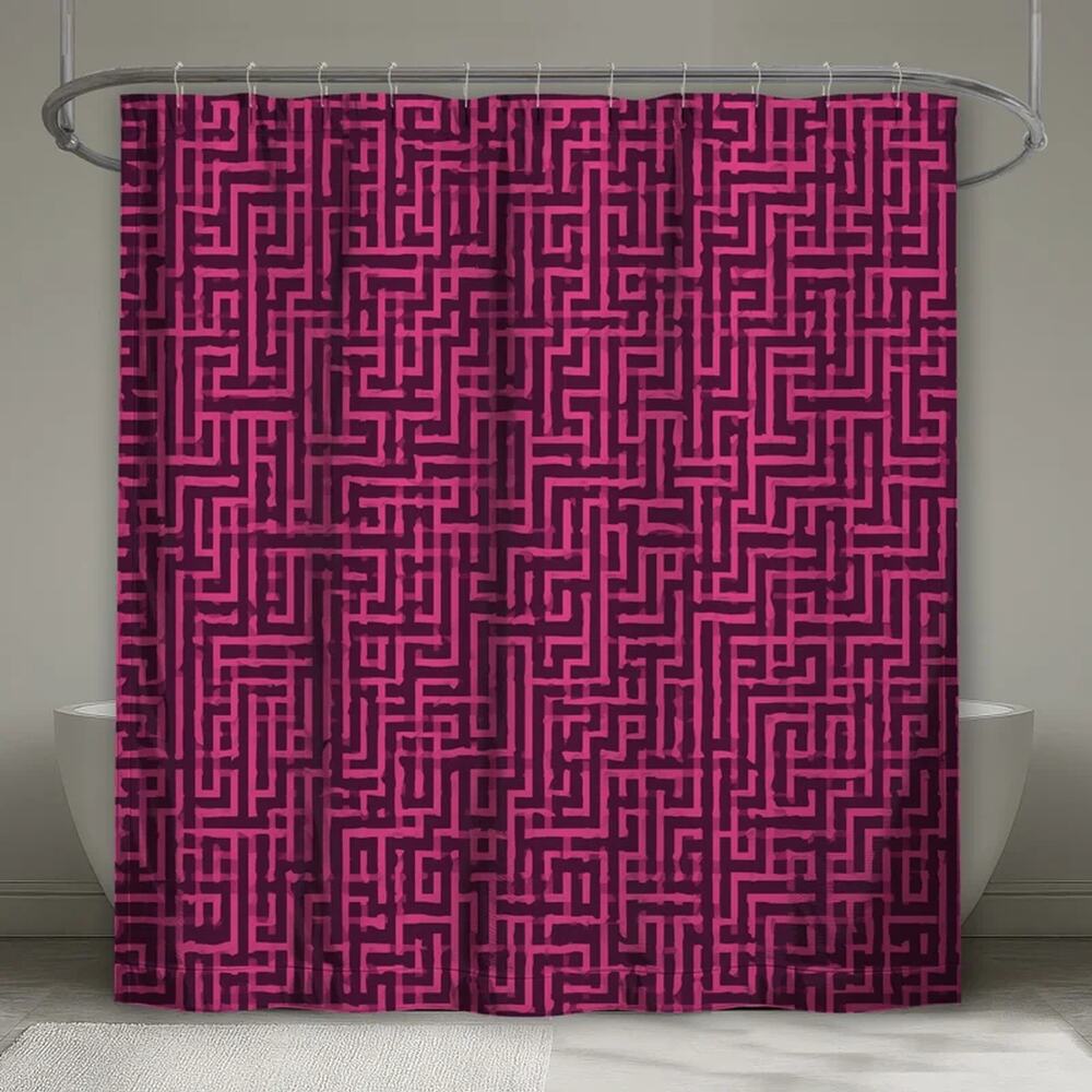 Pink Maze Pattern Shower Curtains